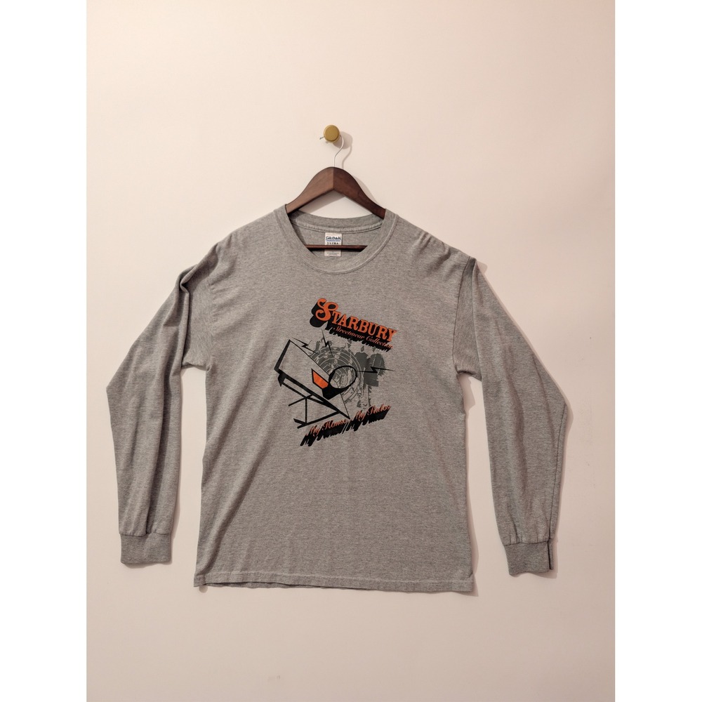 Starbury Long Sleeve Shirt Mens Large Gray Excellent Graphic Tee Streetwear Y2K